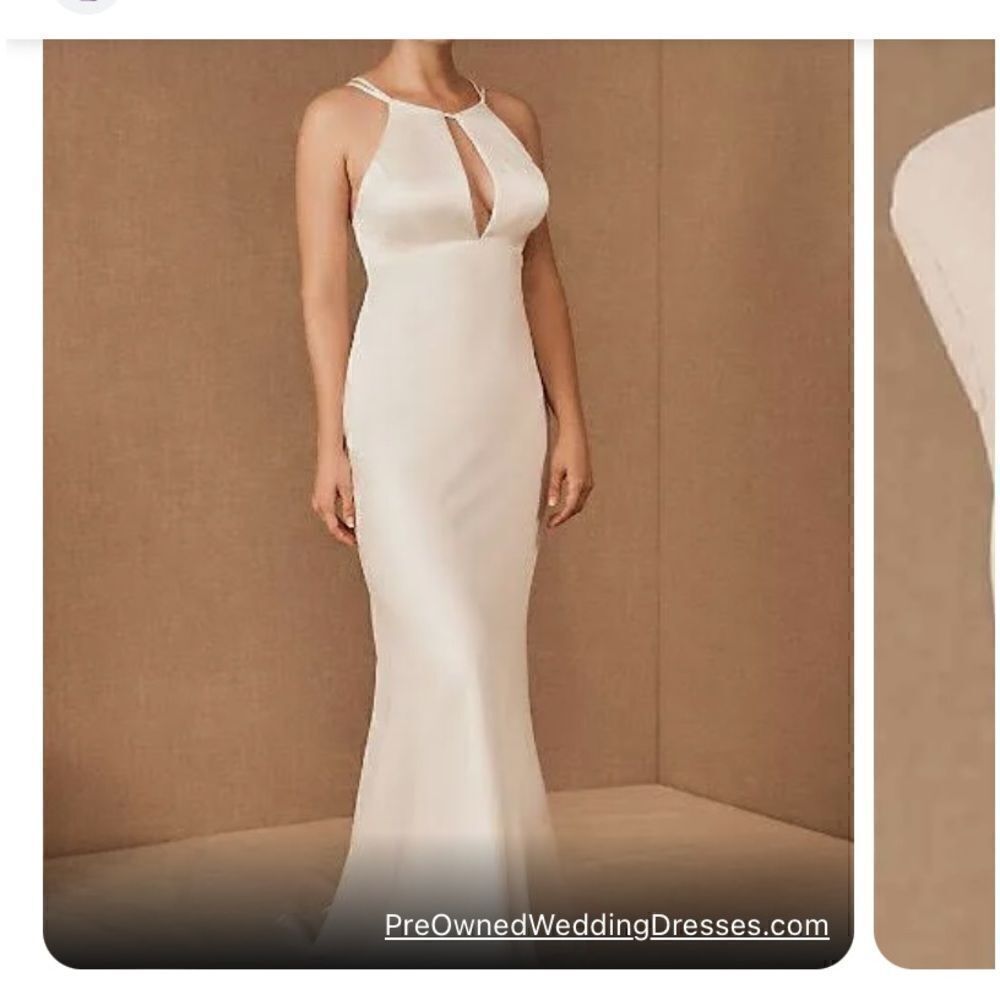 Amsale BHLDN Formal lined Maxi Dress chiffon style overlay Sz 14 Green